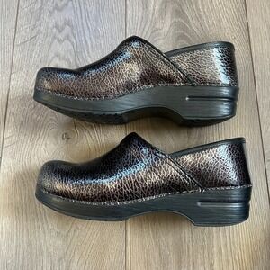 Dansko Black Gray Metallic Print Professional Comfort Clogs Size 41 US 11-11.5